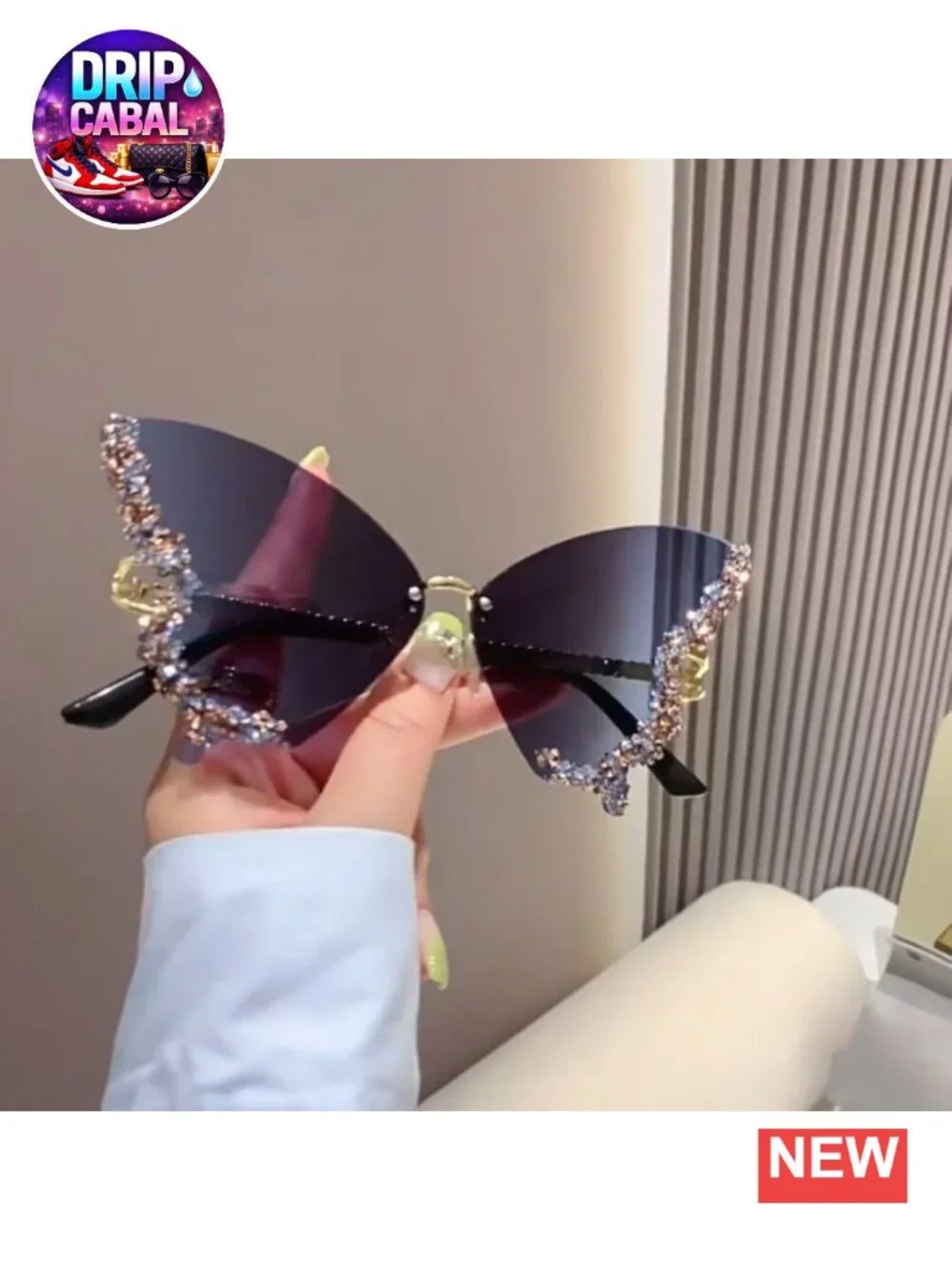 Rimless Butterfly Sunglasses for Women UV Protection Polarized